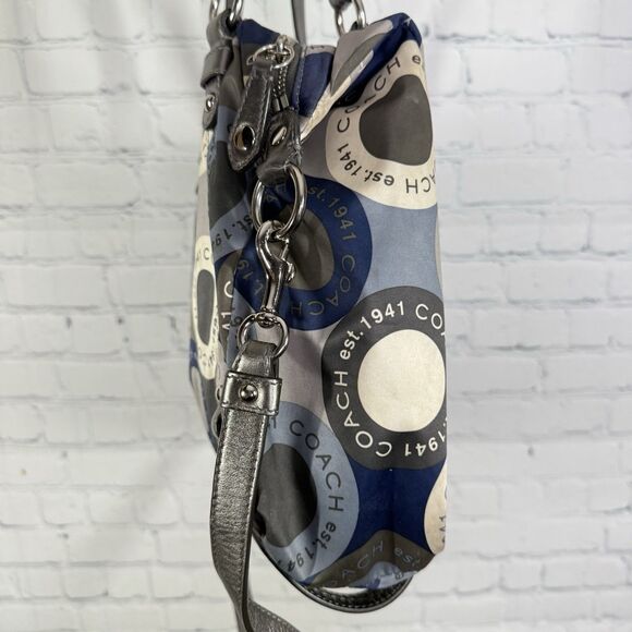 Coach Alexandra Blue Sateen Snaphead Print Large Shoulder Crossbody Logo Bag - Picture 15 of 16